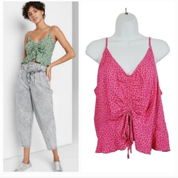 NEW Wild Fable Cinch Front Peplum Sleeveless Tank Top in Pink Floral Size XXL - Picture 8 of 8